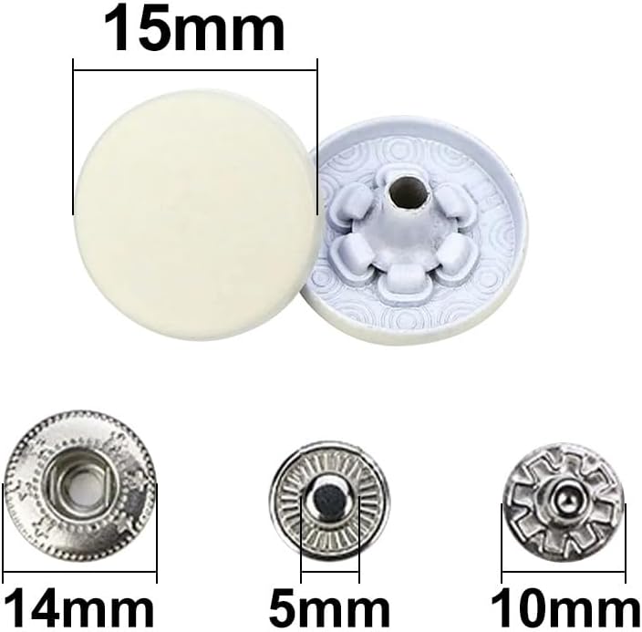5 Set Metal Snaps Solid Sewing Buttons For DIY Craft Clothing Bag Leather Canvas Mise Color - Image 2